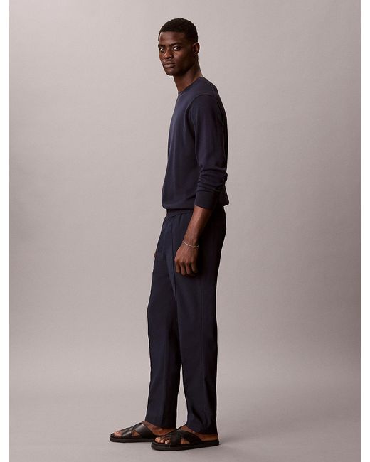 Calvin Klein Blue Seersucker Pull-On Trousers for men