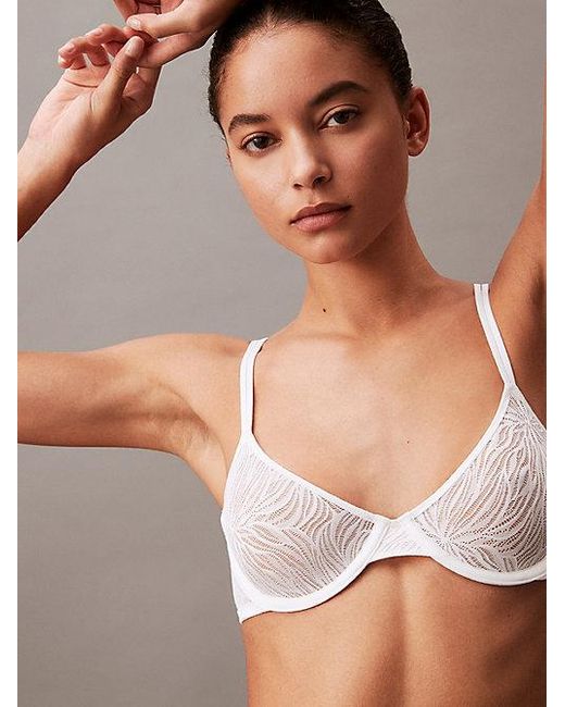 Calvin Klein White Demi Bra Sheer Marquisette