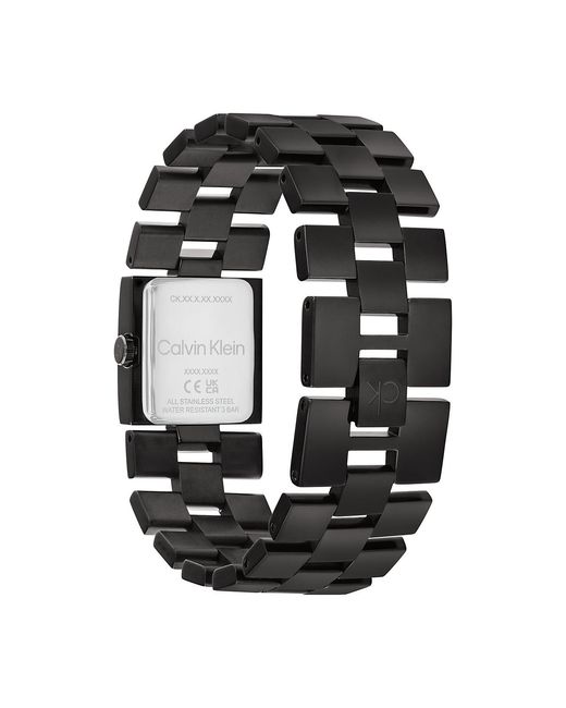 Calvin Klein Black Plated Steel Square Watch