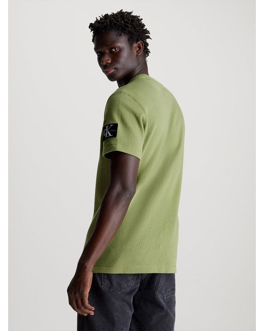 Calvin Klein Green Waffle Cotton Badge T-shirt for men