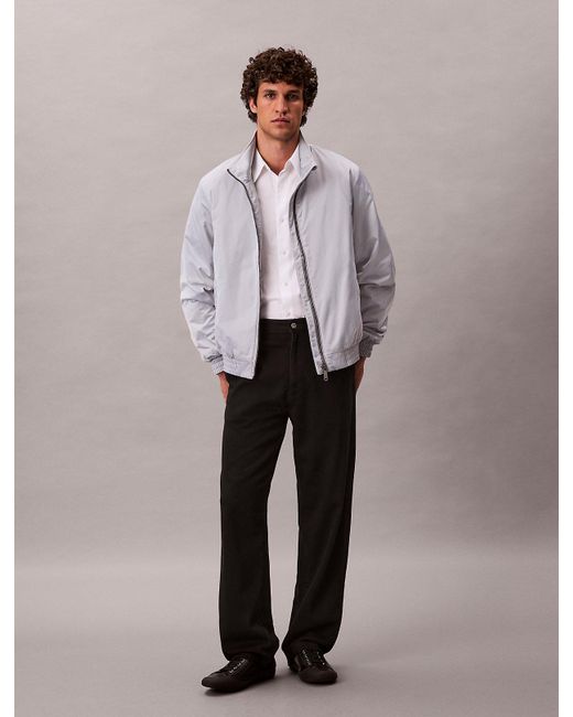 Calvin Klein Gray Padded Zip Mock Neck Jacket for men
