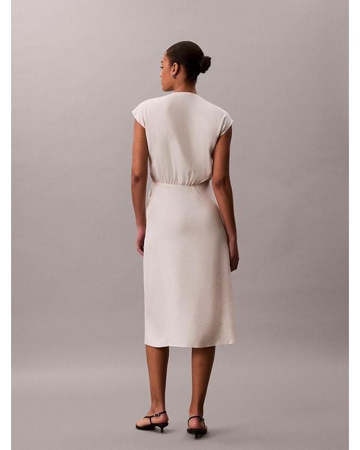 Calvin Klein Pink Soft Lyocell Linen Midi Dress