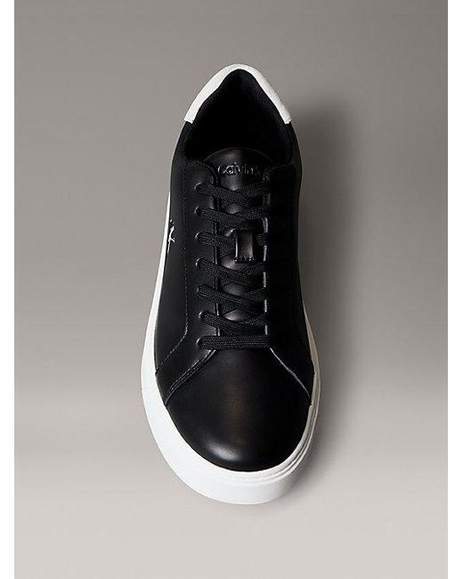 Calvin Klein Gray Jeans Ck Baseline Leather Signature Trainers for men