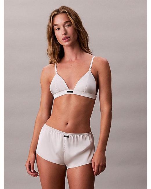 Calvin Klein Multicolor Unlined Triangle Bra Signature Satin