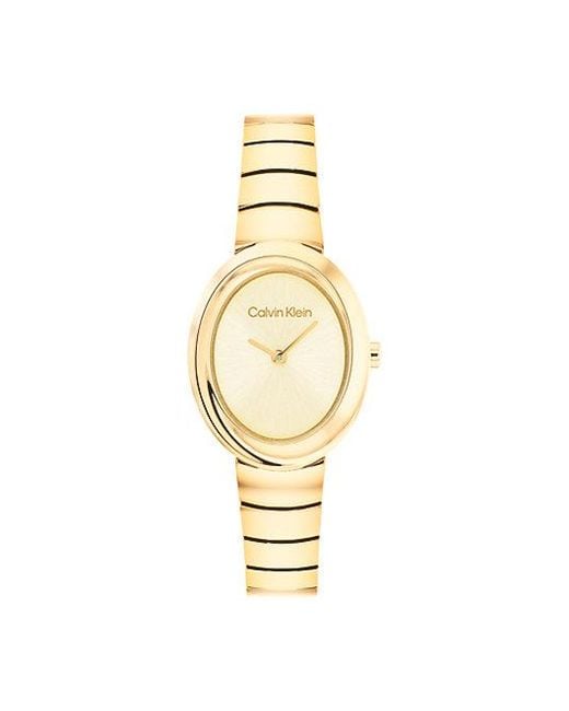 Calvin Klein Metallic Oval Twisted Bezel Bracelet Watch