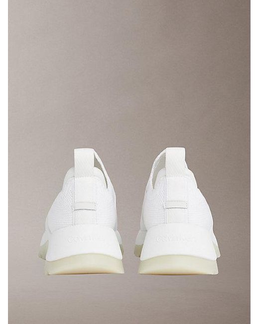 Calvin Klein White Mesh Slip On Chunky Runner Sock Trainers