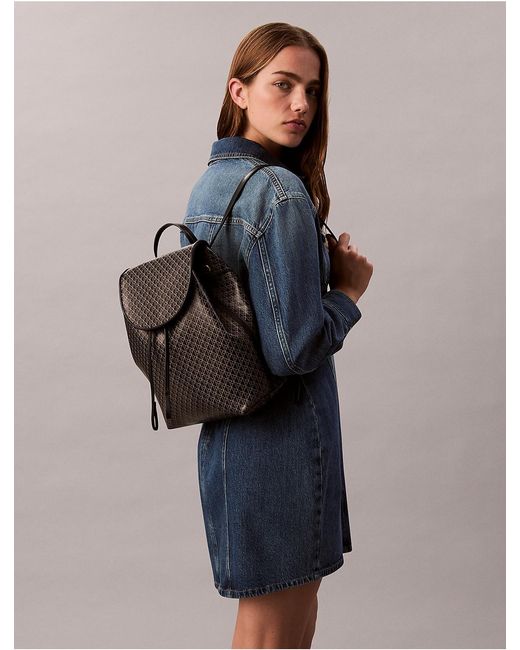 Calvin Klein Gray Allover Emblem Logo Backpack
