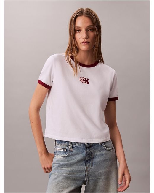 Calvin Klein Multicolor Calvin Klein Monogram Logo Slim Ringer T-Shirt