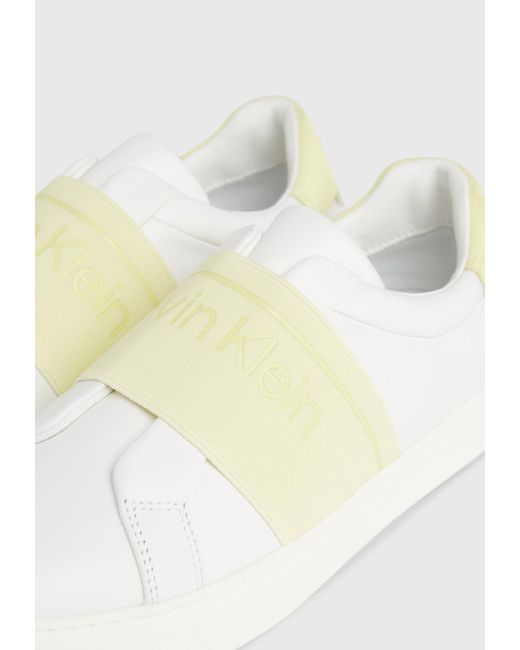 Calvin Klein White Leather Slip-on Shoes