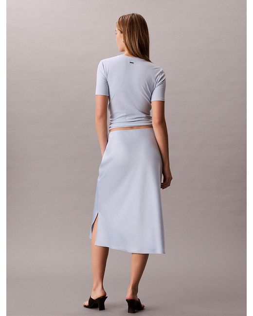 Calvin Klein Purple Textured Satin Midi Skirt
