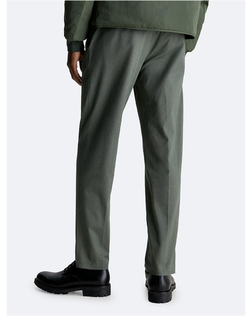 Calvin Klein Green Modern Twill Pleated Pants for men