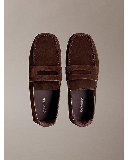 Calvin Klein Brown Leather Moccasin Driving Shoes