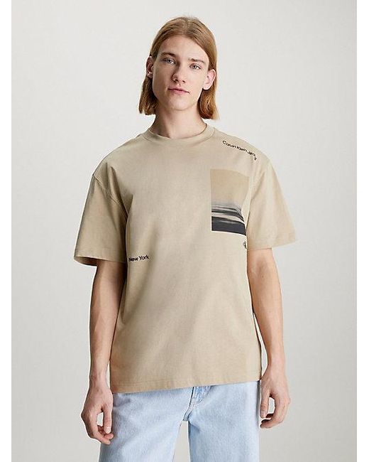 Calvin Klein T-shirt Met Fotoprint in het Natural voor heren