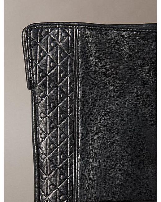 Calvin Klein Black Soft Nappa Leather Emblem Logo Gloves