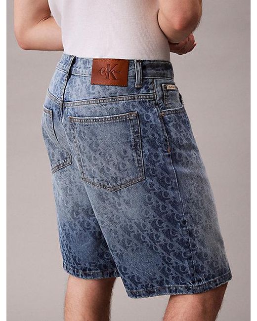 Calvin Klein Blue Jeans Monogram Logo 90S Shorts for men