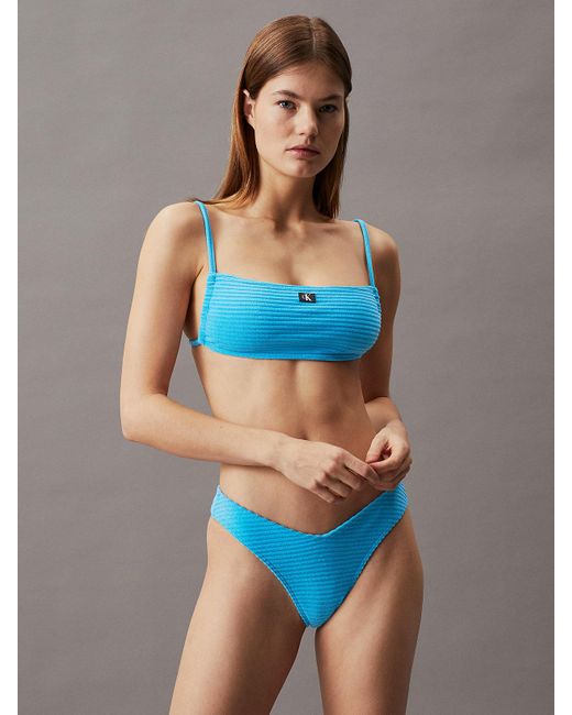Haut de bikini bandeau - CK Monogram Rib Calvin Klein en coloris Blue