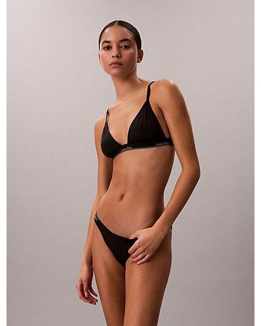 Calvin Klein Black Triangle Bikini Top Ck Icon