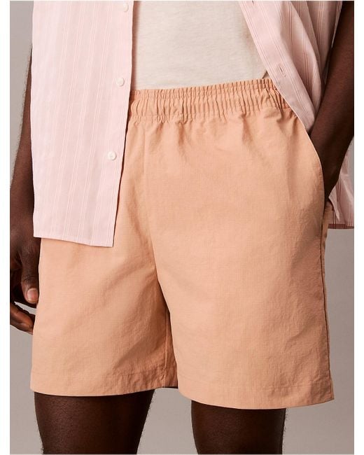 Calvin Klein Pink Ripstop Pull-On Shorts for men