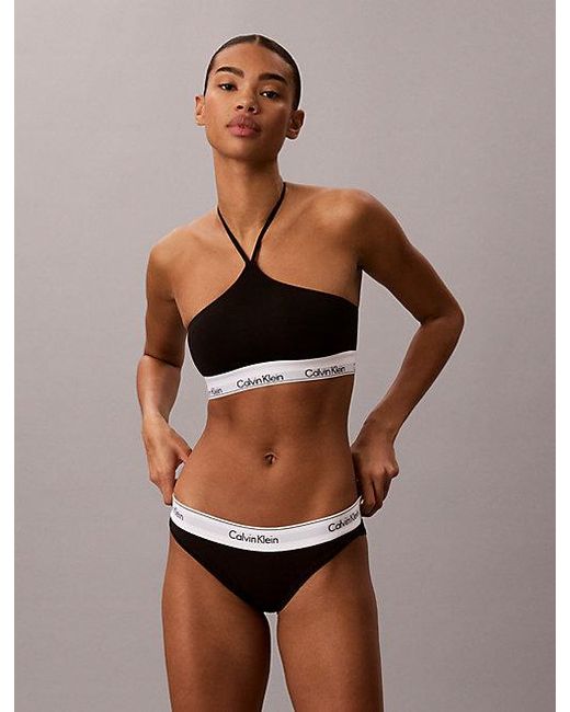 Calvin Klein Brown Unlined Halter Bralette Icon Cotton Modal