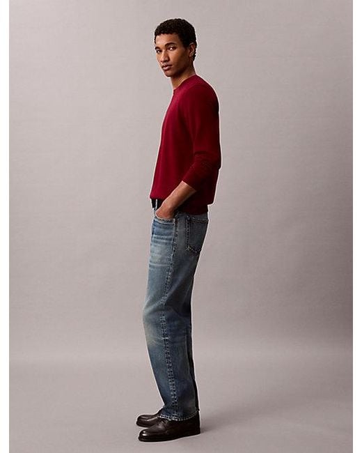 Calvin Klein Red Merino Wool Classic Jumper for men