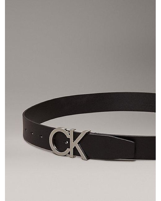 Calvin Klein Black Leather Logo Belt for men