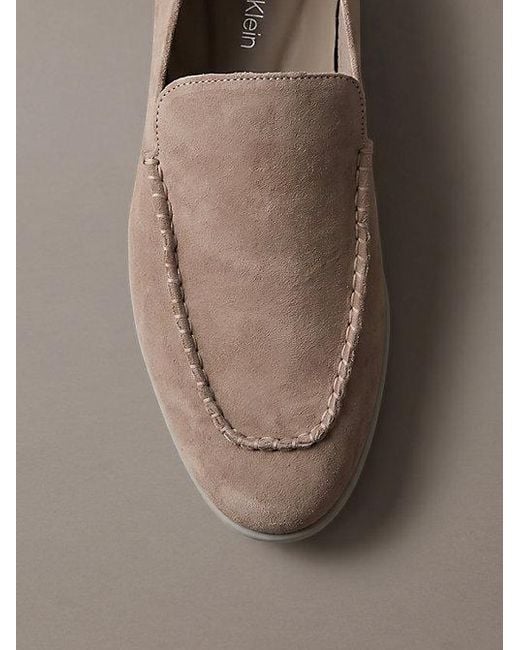 Calvin Klein Brown Taylor Suede Apron Toe Hybrid Loafers for men