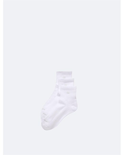 Calvin Klein White Cushion 3-pack Quarter Socks