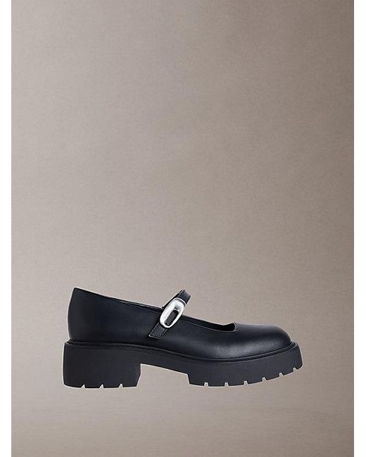 Calvin Klein Gray Jeans Leather Chunky Mary Jane Loafers