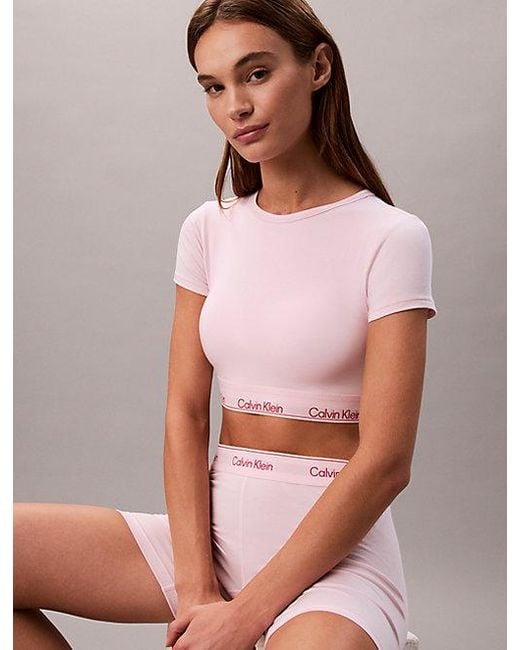 Calvin Klein Pink T-Shirt Bralette Icon Cotton Modal