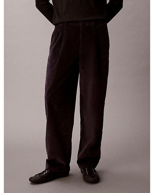 Calvin Klein Multicolor Jeans Corduroy Pleated Wide Leg Trousers for men