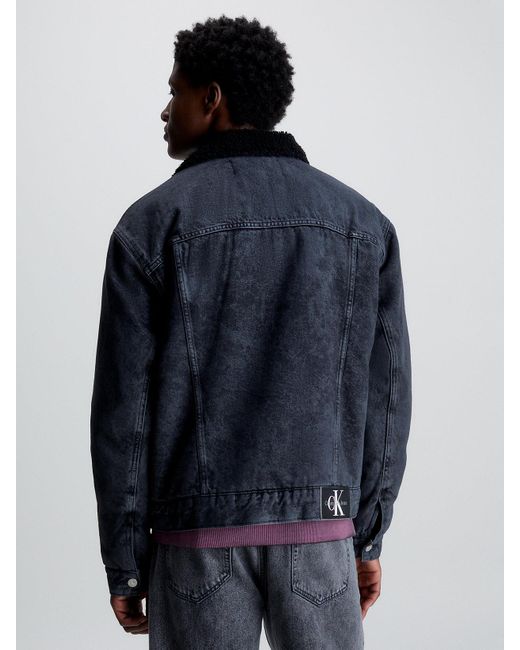 Essential Sherpa Blue Denim Trucker Jacket | Calvin Klein | Trucker jacket, Calvin  klein, Cool suits
