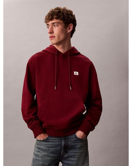 Sweat À Capuche En Tissu Éponge De Coton Avec Insigne Calvin Klein pour homme en coloris Red