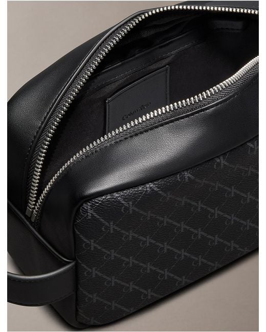 Calvin Klein Gray Textured Monogram Dopp Kit for men