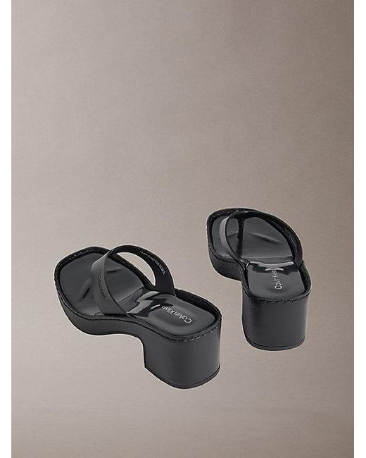 Calvin Klein Multicolor Milana Leather Heeled Thong Sandals