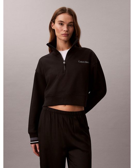 Calvin Klein Black French Terry 1/4 Zip Sweatshirt