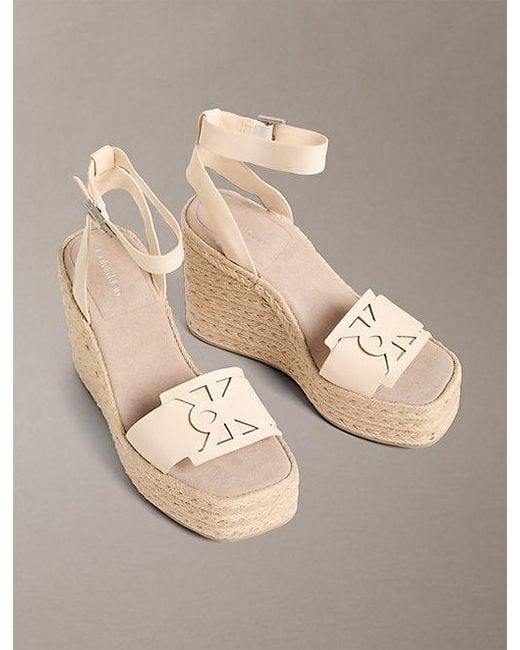 Calvin Klein Natural Elisabeth Espadrille Wedge Sandals