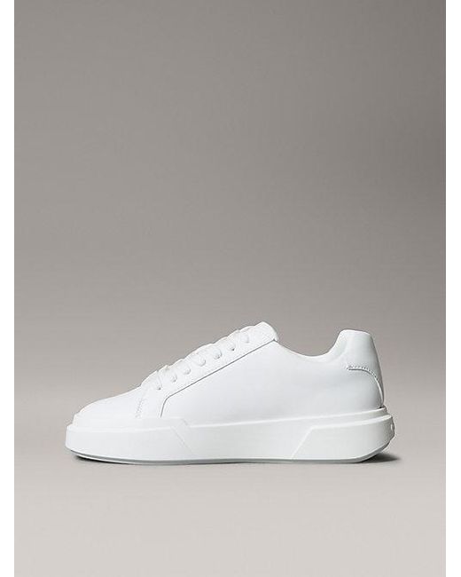 Calvin Klein White Leather Durable Traction Chunky Trainers