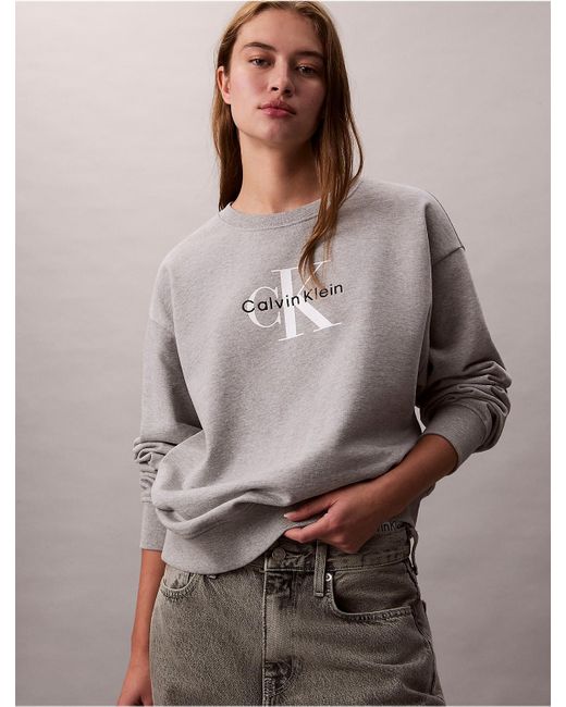 Calvin Klein Gray Relaxed Monogram Sweatshirt