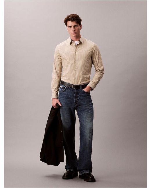 Calvin Klein Multicolor Stripe Slim Stretch Button-Down Shirt for men