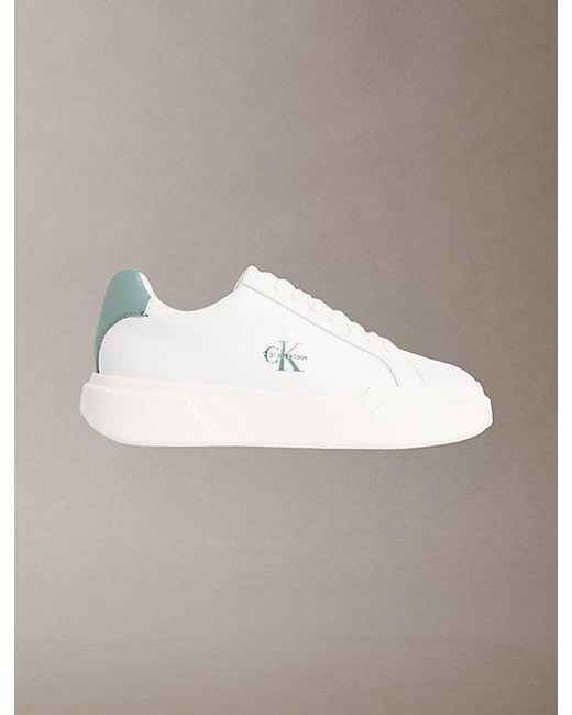 Calvin Klein Gray Leather Durable Traction Chunky Trainers