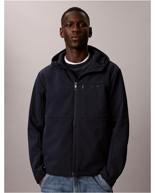 Calvin Klein Blue Softshell Lined Hooded Jacket for men