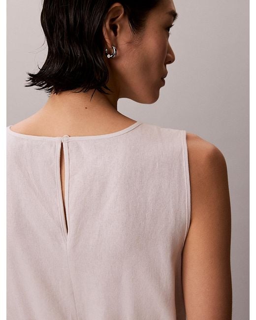 Calvin Klein Pink Linen Blend Sleeveless Midi Dress