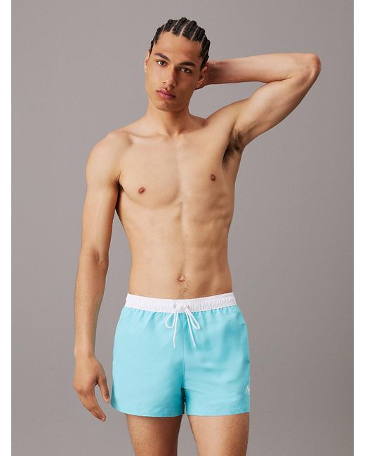 Calvin Klein Blue Short Drawstring Swim Shorts - Ck Monogram for men