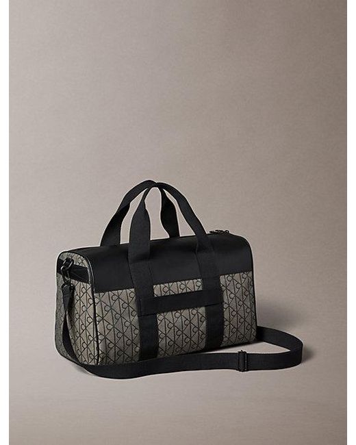 Calvin Klein Gray Emblem Jacquard Duffle Bag for men