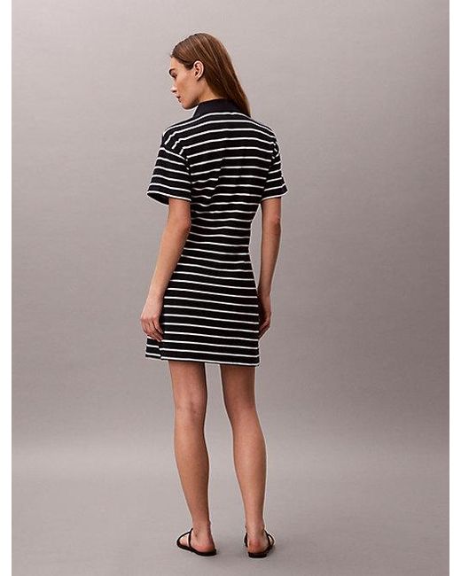 Calvin Klein Multicolor Jeans Cotton Piqué Stripe Polo Dress