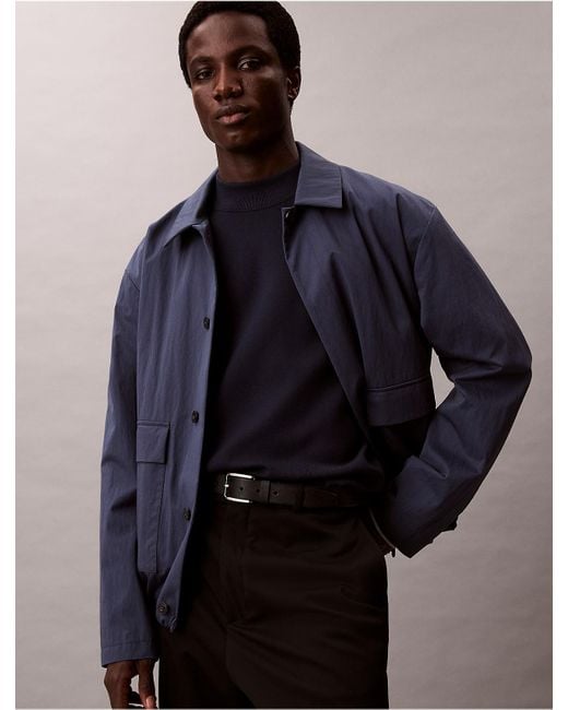 Calvin Klein Black Tech Knit Mock Neck Sweater for men