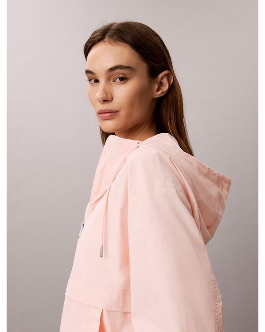 Calvin Klein Pink Hooded Nylon Windbreaker Jacket