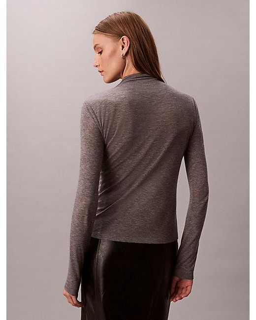 Calvin Klein Brown Slim Mock Neck Top