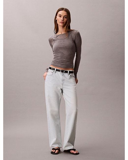 Calvin Klein Brown Jeans Wool Blend Double Layer Top