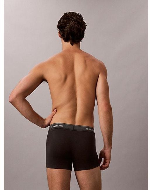 Calvin Klein Red 3 Pack Trunks Icon Cotton Stretch Metallic for men